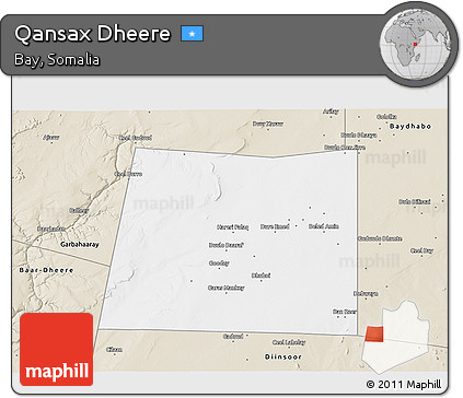 Classic Style 3D Map of Qansax Dheere