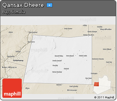 Classic Style 3D Map of Qansax Dheere
