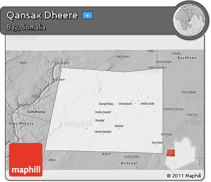 Gray 3D Map of Qansax Dheere