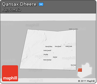 Gray 3D Map of Qansax Dheere, single color outside
