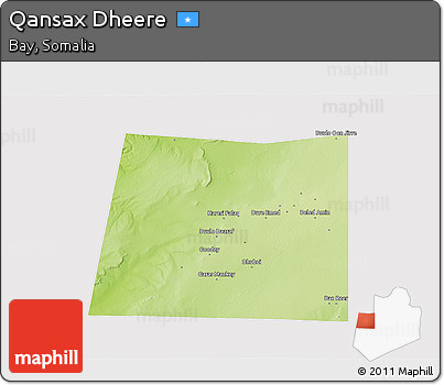 Physical 3D Map of Qansax Dheere, cropped outside