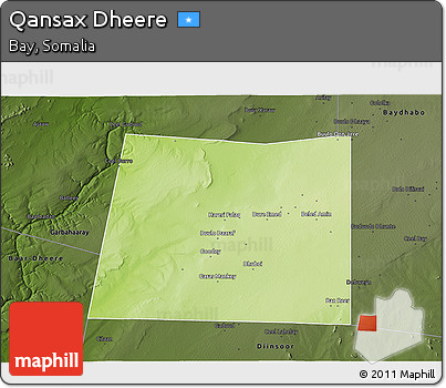 Physical 3D Map of Qansax Dheere, darken