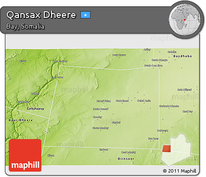 Physical 3D Map of Qansax Dheere