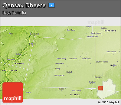 Physical 3D Map of Qansax Dheere