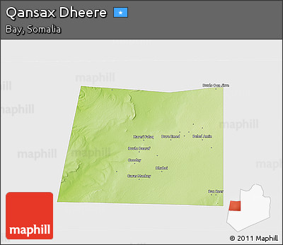 Physical 3D Map of Qansax Dheere, single color outside