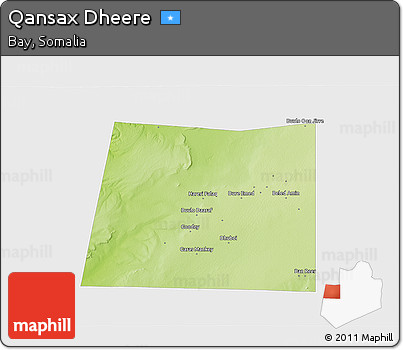 Physical 3D Map of Qansax Dheere, single color outside
