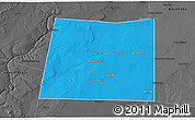 Political 3D Map of Qansax Dheere, darken, desaturated