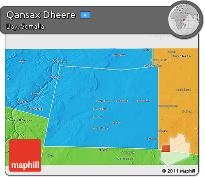 Political 3D Map of Qansax Dheere