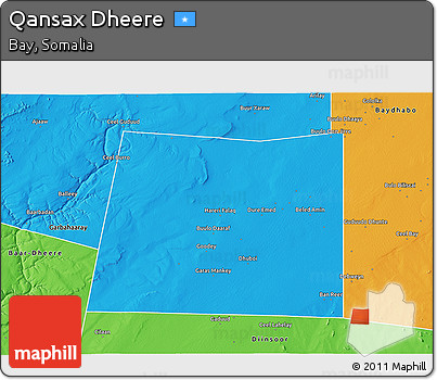 Political 3D Map of Qansax Dheere