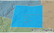 Political 3D Map of Qansax Dheere, semi-desaturated