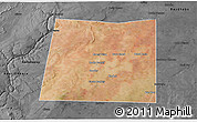 Satellite 3D Map of Qansax Dheere, darken, desaturated