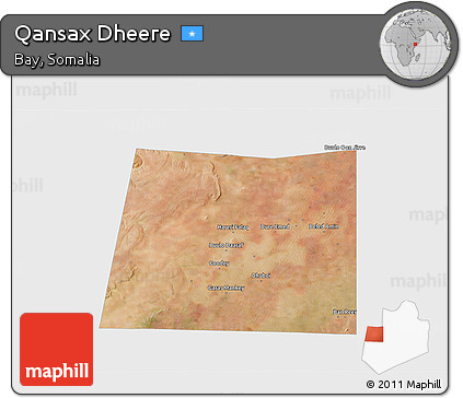 Satellite 3D Map of Qansax Dheere, single color outside