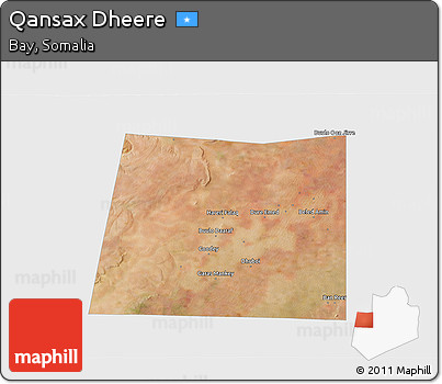 Satellite 3D Map of Qansax Dheere, single color outside