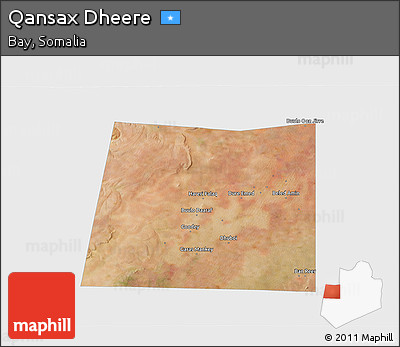 Satellite 3D Map of Qansax Dheere, single color outside