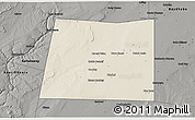 Shaded Relief 3D Map of Qansax Dheere, darken, semi-desaturated