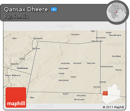 Shaded Relief 3D Map of Qansax Dheere