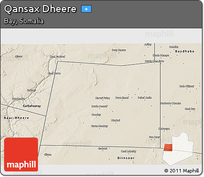 Shaded Relief 3D Map of Qansax Dheere