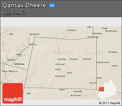 Shaded Relief 3D Map of Qansax Dheere