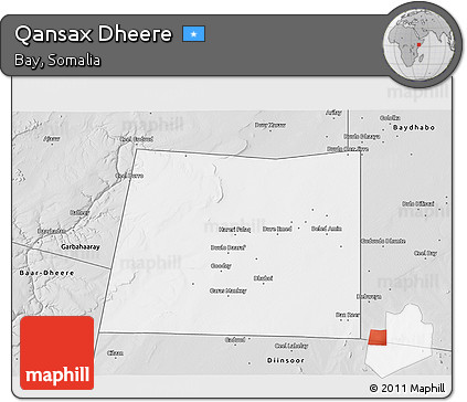 Silver Style 3D Map of Qansax Dheere