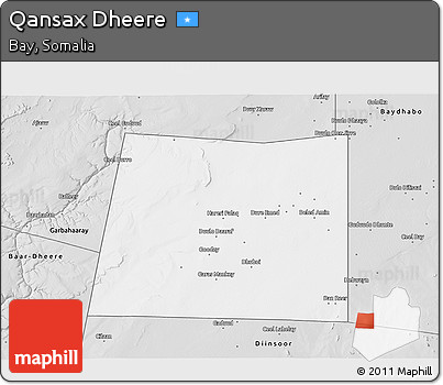 Silver Style 3D Map of Qansax Dheere