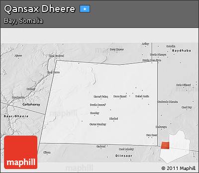 Silver Style 3D Map of Qansax Dheere
