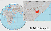 Gray Location Map of Qansax Dheere