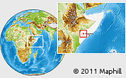 Physical Location Map of Qansax Dheere, highlighted country, within the entire country