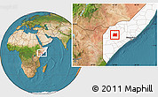 Satellite Location Map of Qansax Dheere, highlighted country
