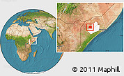 Satellite Location Map of Qansax Dheere, highlighted parent region