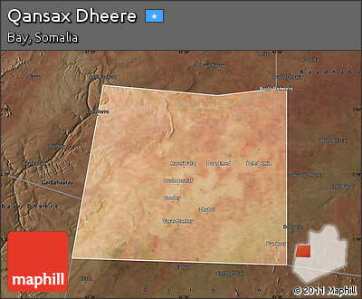 Satellite Map of Qansax Dheere, darken
