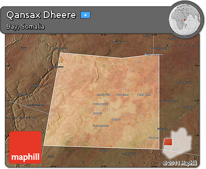 Satellite Map of Qansax Dheere, darken