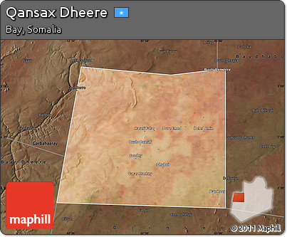 Satellite Map of Qansax Dheere, darken