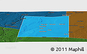 Political Panoramic Map of Qansax Dheere, darken