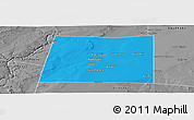 Political Panoramic Map of Qansax Dheere, desaturated