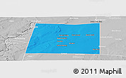 Political Panoramic Map of Qansax Dheere, lighten, desaturated