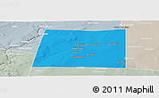 Political Panoramic Map of Qansax Dheere, lighten, semi-desaturated