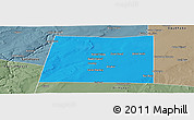 Political Panoramic Map of Qansax Dheere, semi-desaturated
