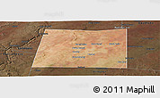 Satellite Panoramic Map of Qansax Dheere, darken