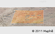 Satellite Panoramic Map of Qansax Dheere, semi-desaturated
