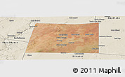Satellite Panoramic Map of Qansax Dheere, shaded relief outside