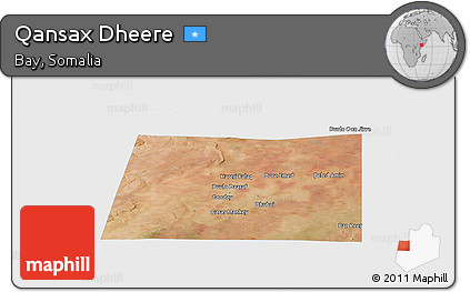 Satellite Panoramic Map of Qansax Dheere, single color outside