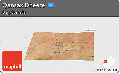 Satellite Panoramic Map of Qansax Dheere, single color outside