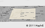 Shaded Relief Panoramic Map of Qansax Dheere, darken, desaturated