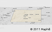 Shaded Relief Panoramic Map of Qansax Dheere, desaturated