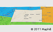 Shaded Relief Panoramic Map of Qansax Dheere, political outside