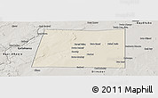 Shaded Relief Panoramic Map of Qansax Dheere, semi-desaturated