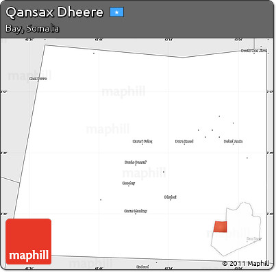 Silver Style Simple Map of Qansax Dheere