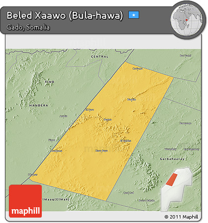 Savanna Style 3D Map of Beled Xaawo (Bula-hawa)