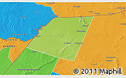 Physical 3D Map of Dolow, political outside