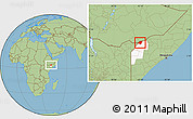 Savanna Style Location Map of Dolow, highlighted parent region